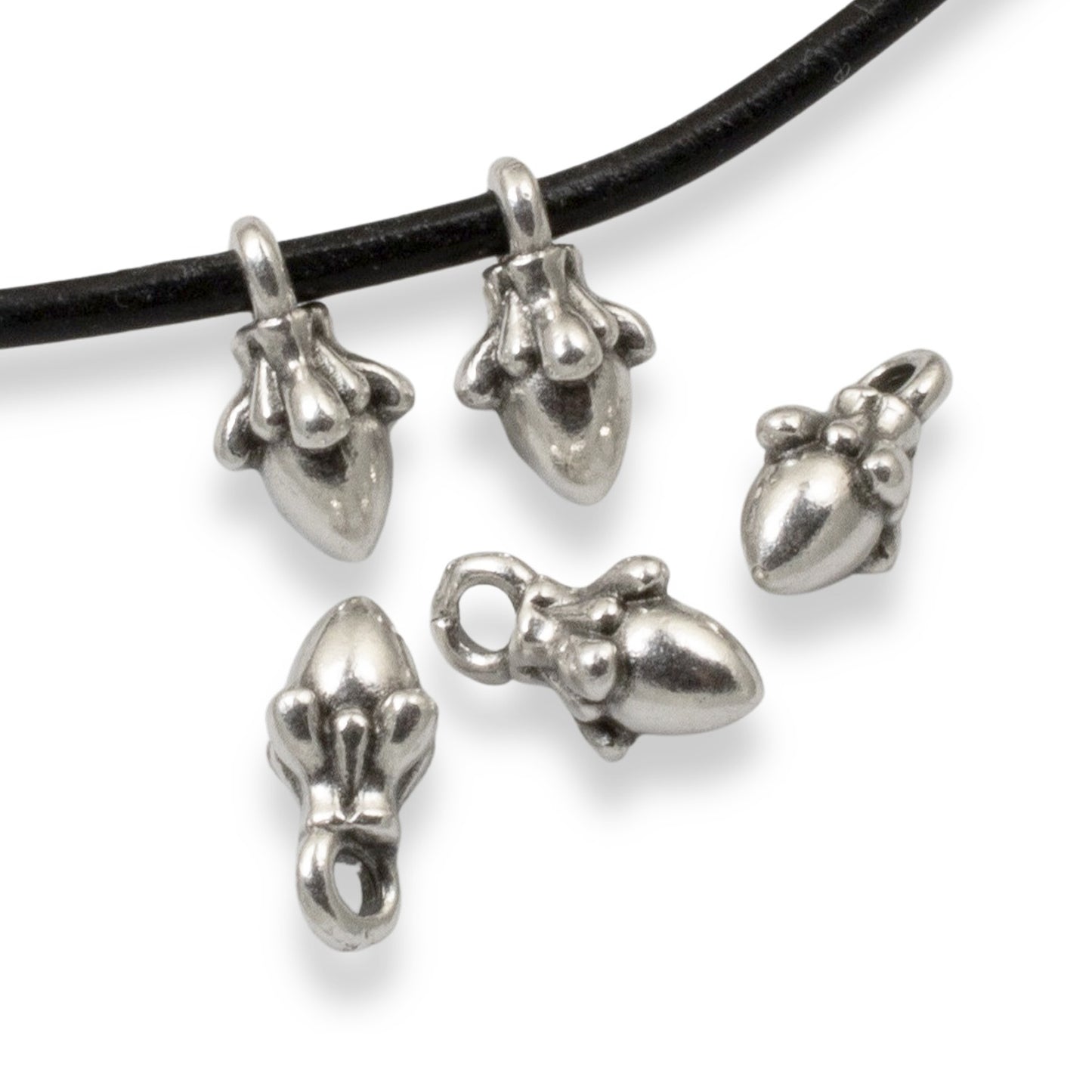 Tiny Silver Acorn Charms, 10-Pack TierraCast Autumn Woodland Nature Pendants