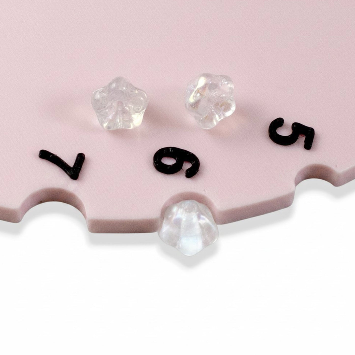 Crystal Clear AB Baby Bell Flower Beads: Czech Glass 4x6mm Iridescent 50 Pack