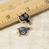 8 Black Enamel Cat Charms, Whimsical Kitty Charms for DIY Jewelry Making