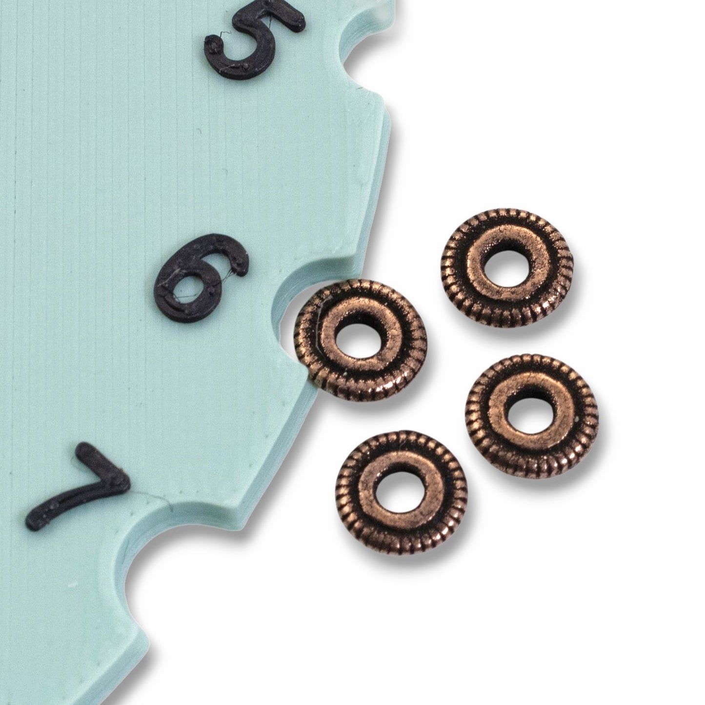 Antique Copper Spacer Beads 6mm Line Edge Large Hole Leather Cord 10-Pack USA