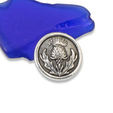 4 Silver Thistle Buttons, TierraCast Leather Clasp + Shank Back