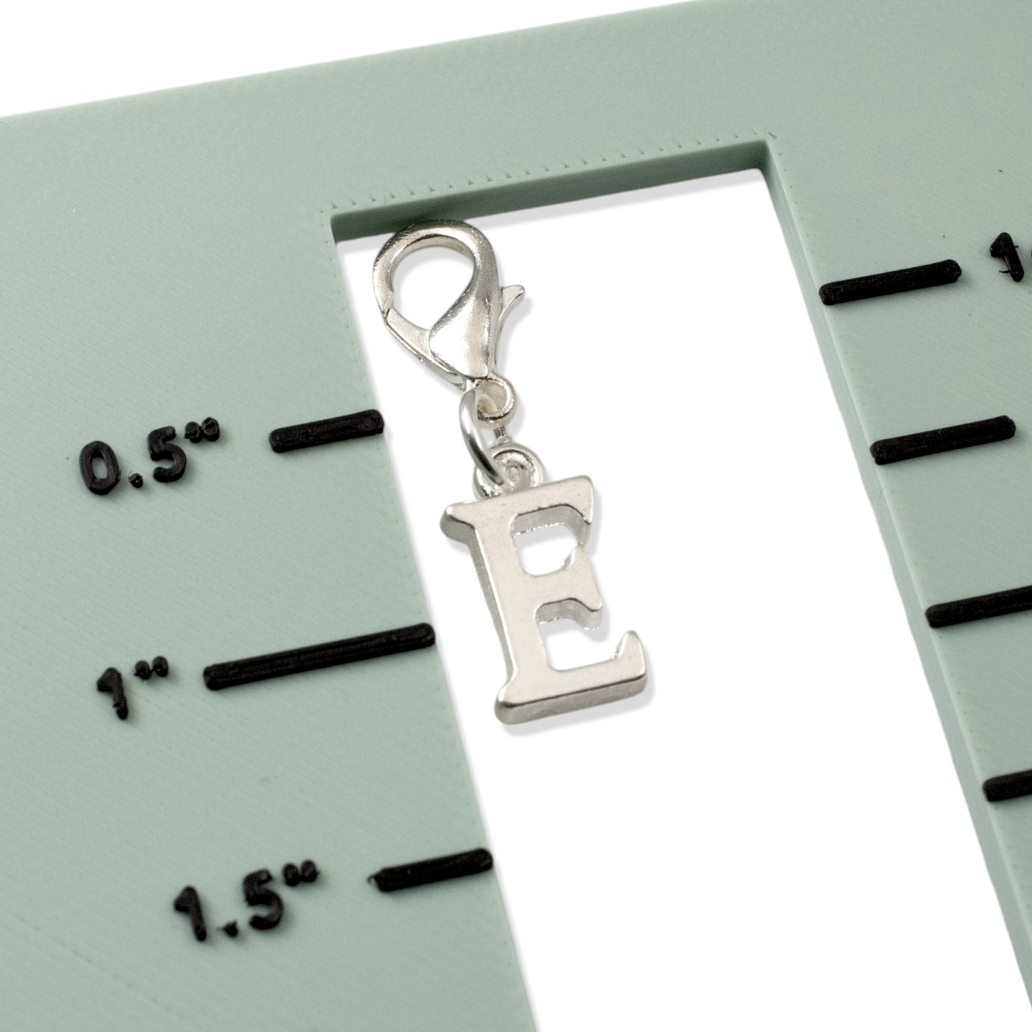Silver Letter E Charm, Initial Alphabet Clip-On, Personalized Jewelry, Custom Initial Charm