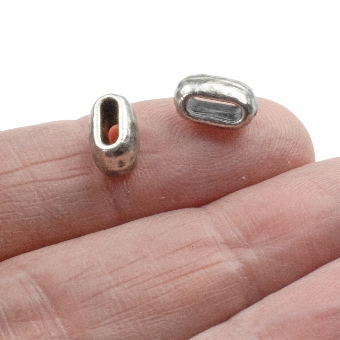 Antique Pewter Barrel Beads: 6-Pack 6x2mm Hole for 2mm Leather Cord, Metal Crimp