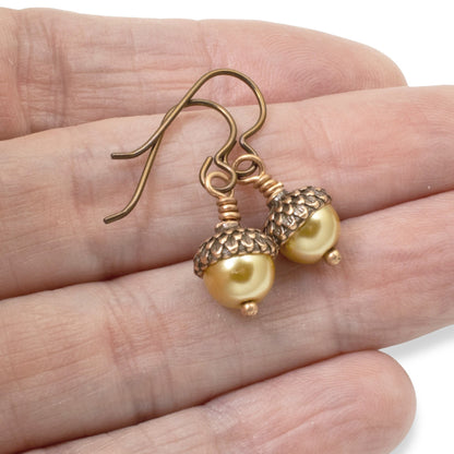 Gold Acorn DIY Earring Kit, Autumn Jewelry-Making, Hypoallergenic Niobium Hooks