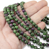 Ruby Zoisite 5mm Gemstone Beads, Green and Pink Round Beads for Jewelry Making
