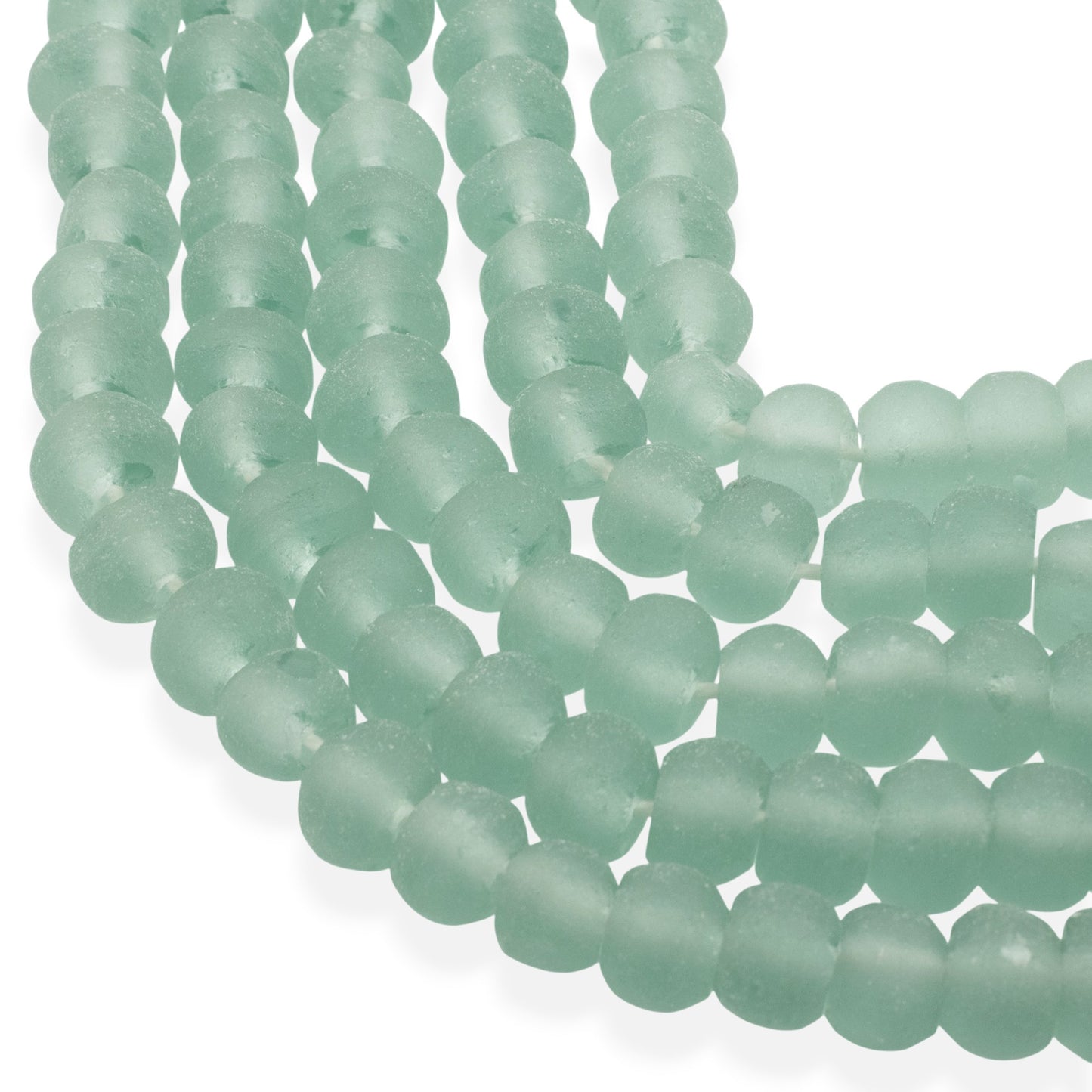 Light Green Recycled Glass Beads, Sea Glass Style Round Rustic, Indonesian Eco Friendly, 8mm Round Beads, 50/Pcs