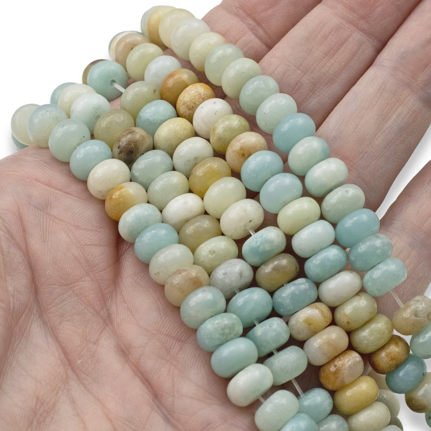 Brown Amazonite Beads, Rondelle 5mm x 8mm, Multicolor Gemstone Strand, 78Pcs