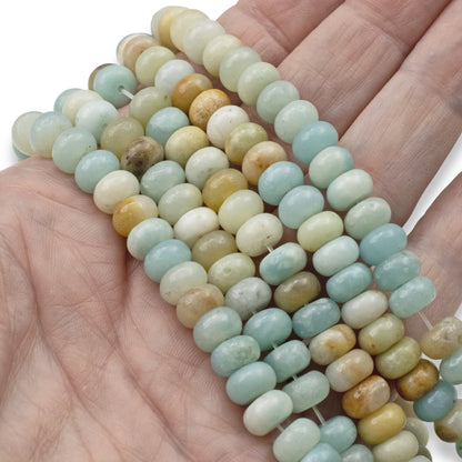 Brown Amazonite Beads, Rondelle 5mm x 8mm, Multicolor Gemstone Strand, 78Pcs