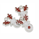 10 Cute Reindeer Face Charms, Festive Enamel Craft Supplies for Holiday Crafting