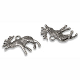 10 Moose Charms, Dark Silver Metal Elk Pendants for Wildlife Inspired Jewelry
