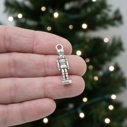 Silver Nutcracker Charms, 4 Pack Antique Pewter, Vintage Christmas Ballet Decor