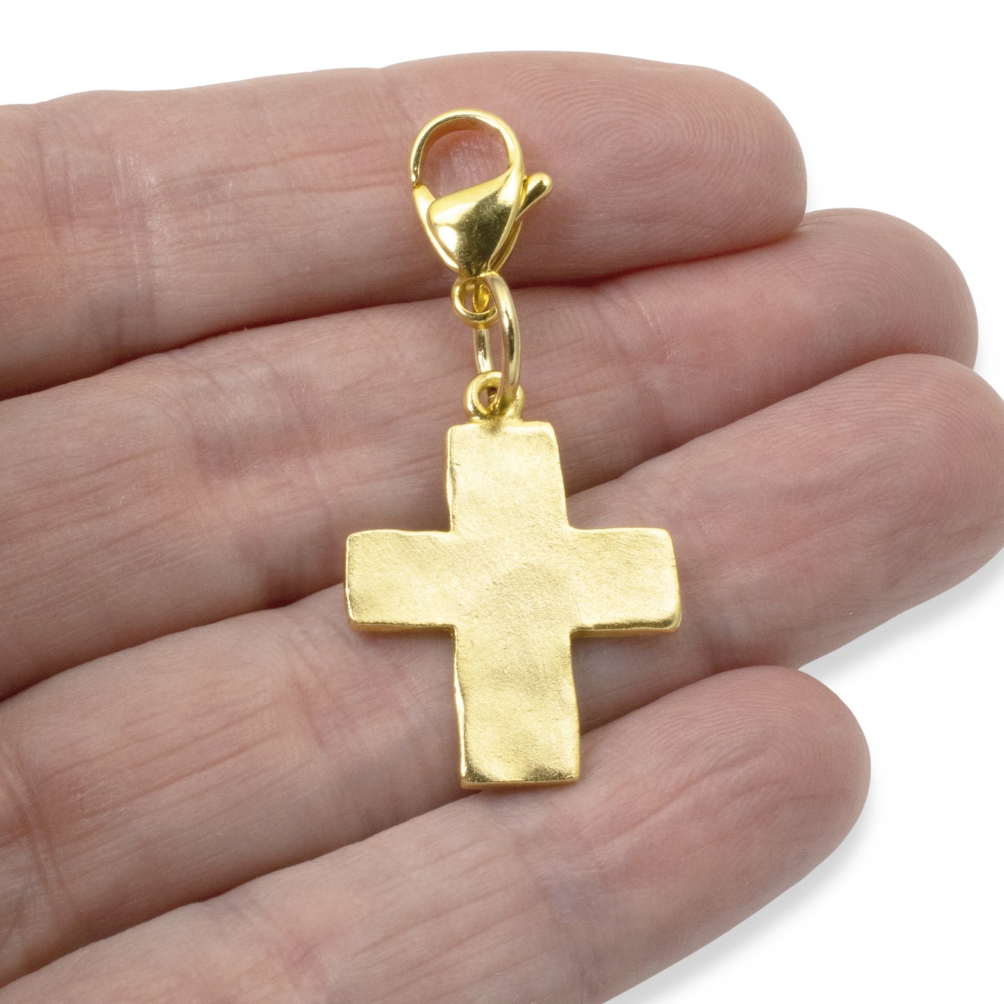Gold Cross Clip-On Charm: 24k Plated Religious Pendant Purse Bag Accessory