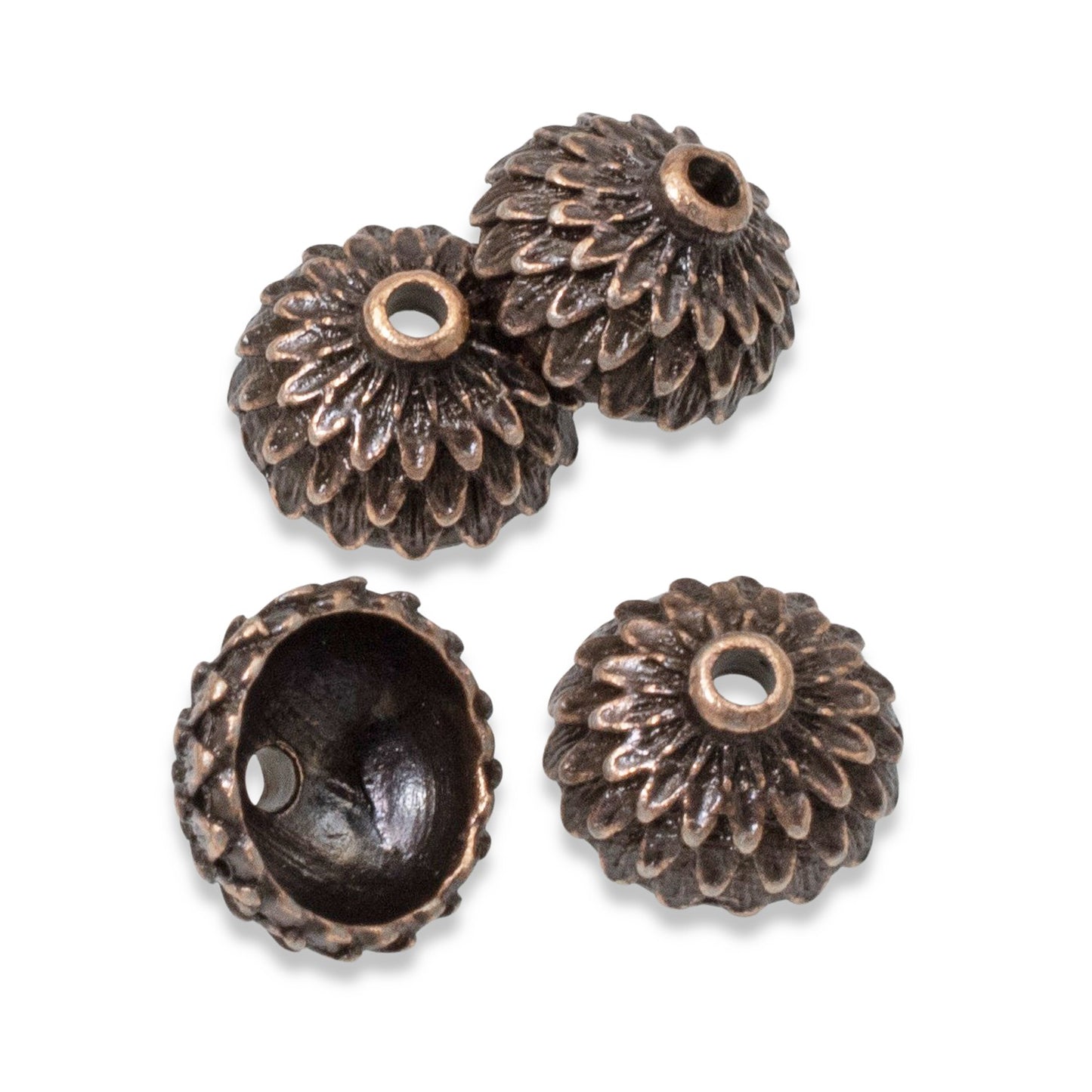 4 Antique Copper Acorn Bead Caps, TierraCast Design for Autumn and Fall Jewelry