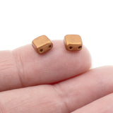 50 Matte Copper Square Tile Beads - 6mm 2-Hole Czech Glass - DIY Bracelets