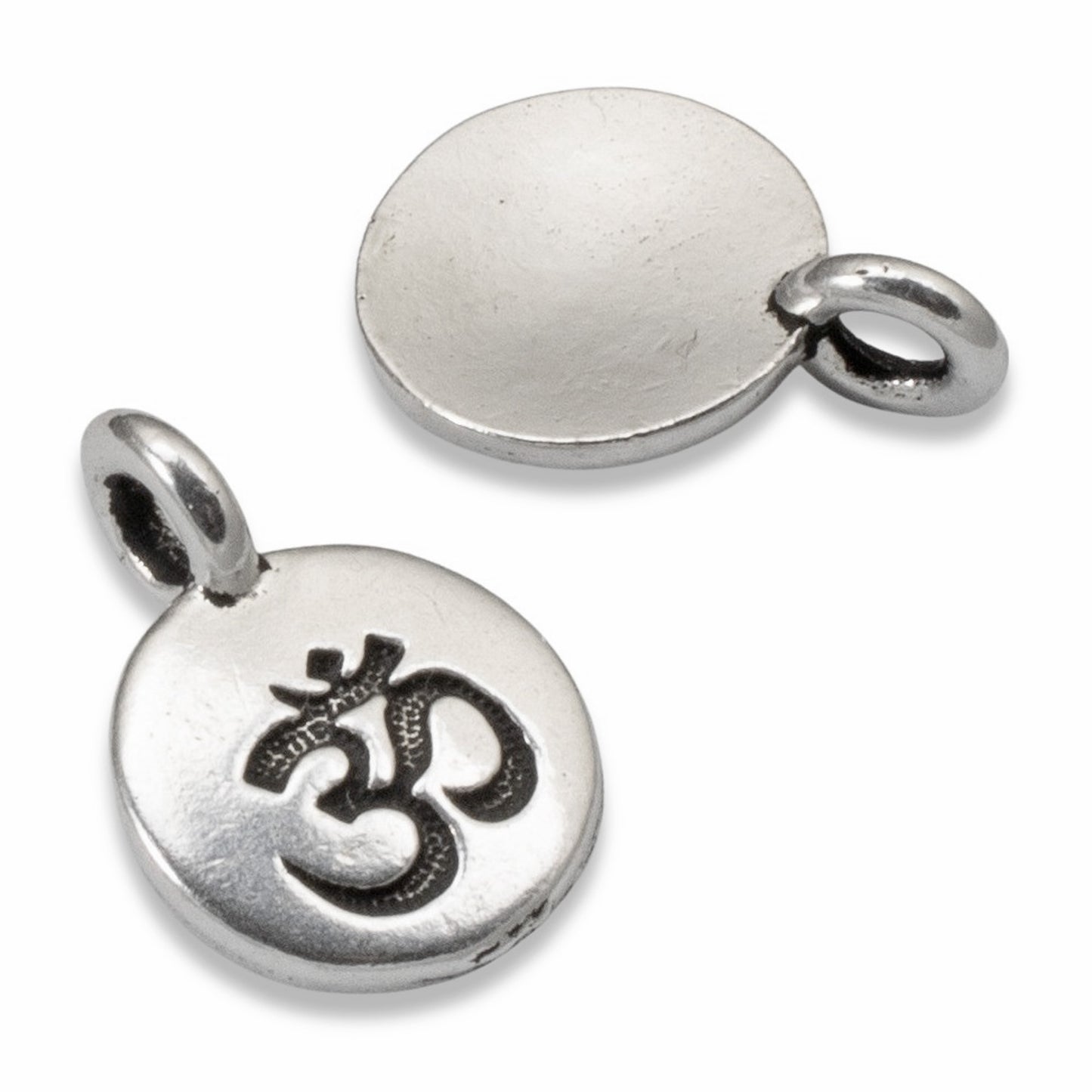 Om Charms Silver 2 Pack, TierraCast Hindu Yoga Meditation, Small Projects Spiritual Pendants, DIY Gifts