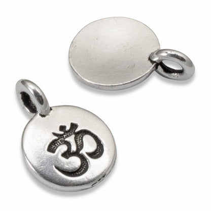 Om Charms Silver 2 Pack, TierraCast Hindu Yoga Meditation, Small Projects Spiritual Pendants, DIY Gifts