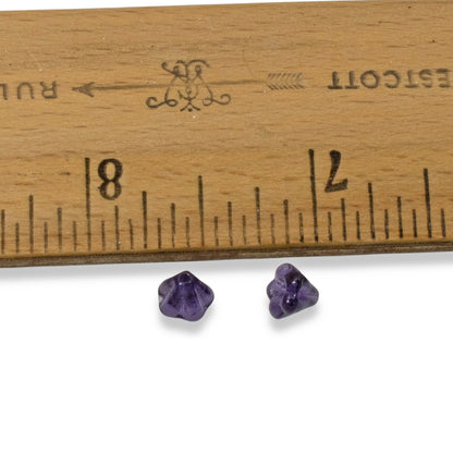 100pcs Deep Violet Czech Glass Mini Bell Flower Beads, 4x6mm Purple DIY Jewelry