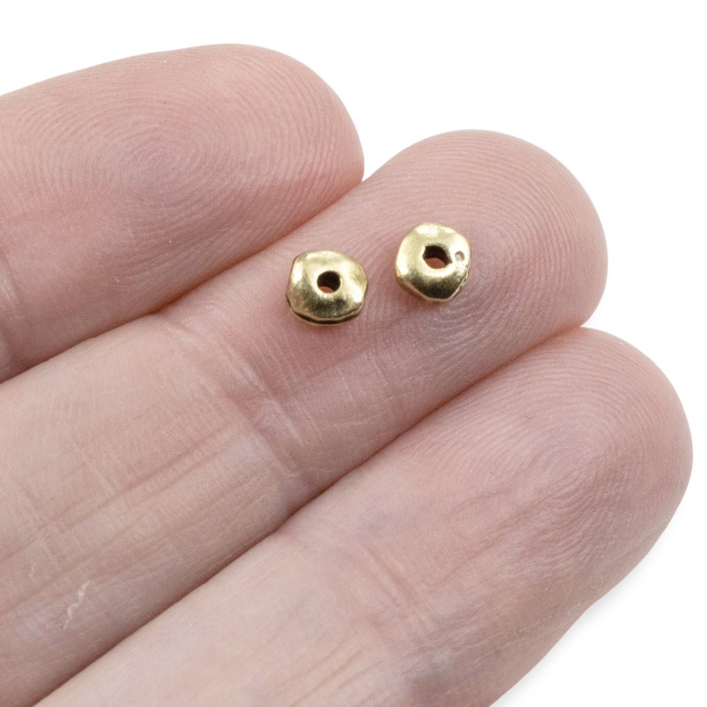 Antique Brass 5mm Nugget Spacer Beads: 25Pcs Organic Shape Pewter Boho Supplies