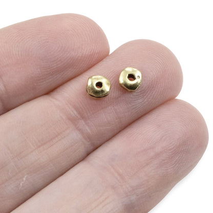 Antique Brass 5mm Nugget Spacer Beads: 25Pcs Organic Shape Pewter Boho Supplies