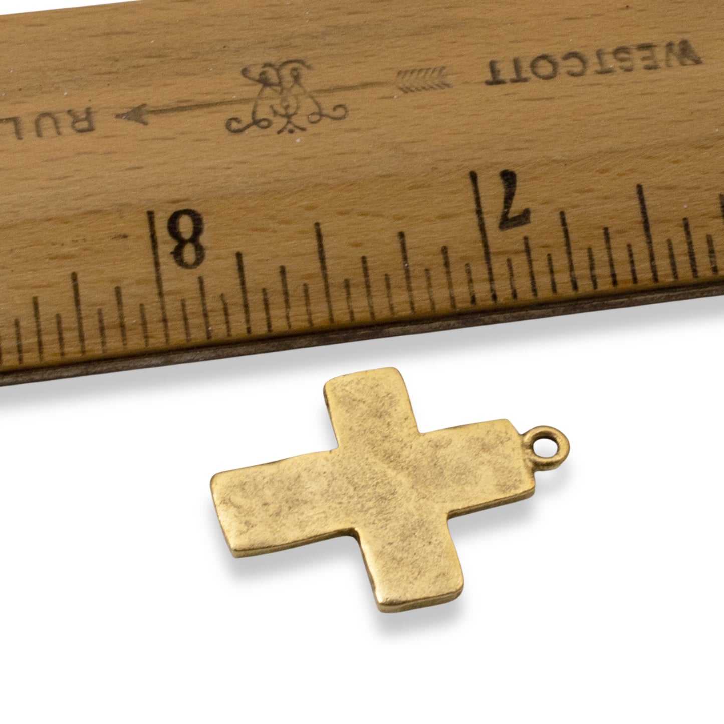 Hammered Cross Charms 24k Gold Plated 2-Pack, Premium Artisan Textured USA Made