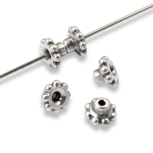 50/Pkg Silver BeadAligners with Peg - Beaded Design - Large Hole Stabilizers for Lampwork Beads