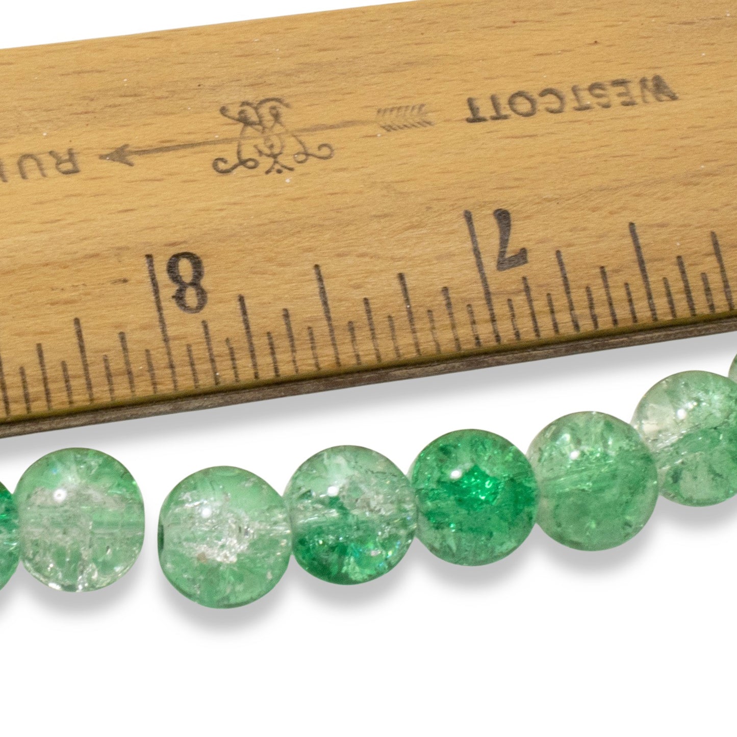 Light Green & Clear Crackle Glass Beads: Spring Pastel 10mm Round 30-Pack