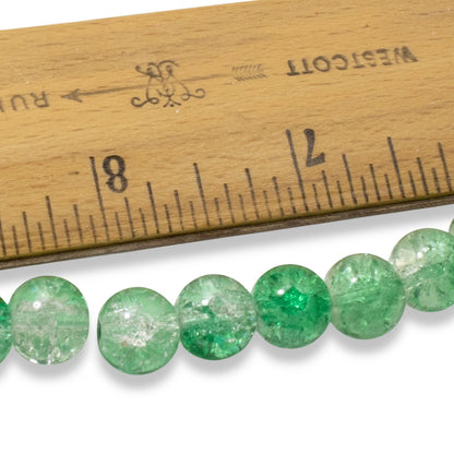 Light Green & Clear Crackle Glass Beads: Spring Pastel 10mm Round 30-Pack
