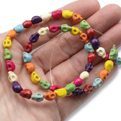 Colorful Mini Skull Stone Beads for DIY Halloween Jewelry and Day of the Dead Crafts