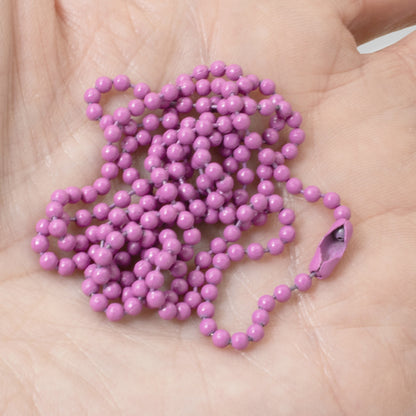 Magenta Pink Ball Chain Necklaces, 5-Pack Party Supplies, USA Made Steel, Group Crafts, Custom Jewelry, 30" Dog Tag, 2.4mm