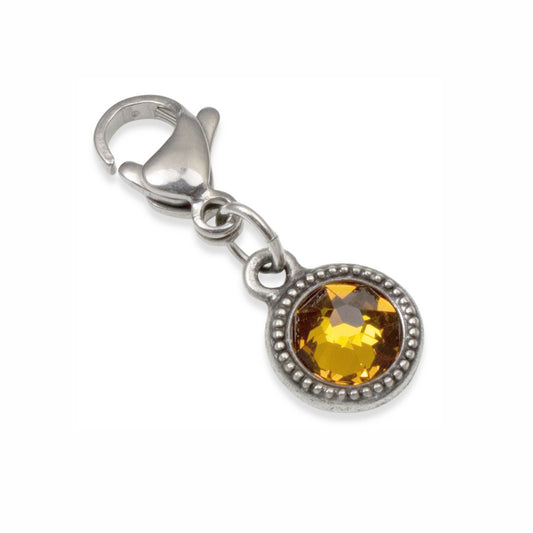 November Topaz Clip-On Charm with Lobster Clasp, Unique Birthday Gift