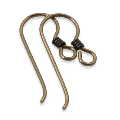 10 Antique Brass Niobium Ear Wires + Black Coil Accent - Hypoallergenic Hooks