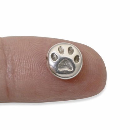 Paw Print Beads 4-Pack Silver Plated Pet Memorial Dog Cat Jewelry Making 9mm