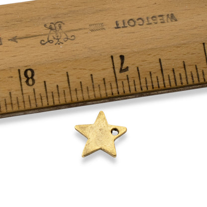 Celestial Gold Star Charms, 2Pc 24k Plated Metal Stamping Flat Tags DIY Jewelry