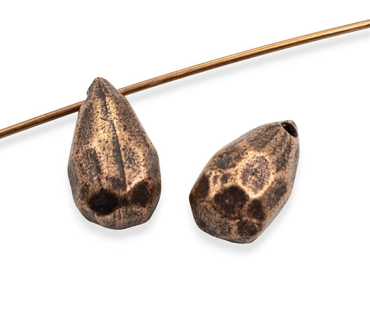 Faceted Drop Beads Antique Copper-Plated Pewter 2-Pack Metal Earring Components USA Made