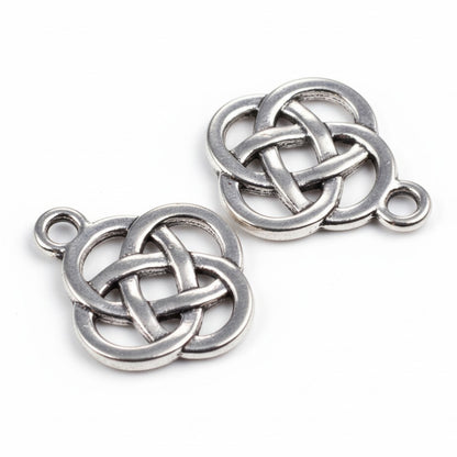 20 Celtic Knot Charms Silver Metal Pendants Irish Heritage DIY Craft Supplies