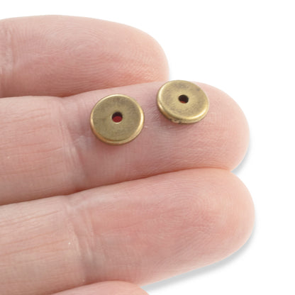 100/Pkg Antique Brass Spacer Beads, 8mm TierraCast Disk for Jewelry Making