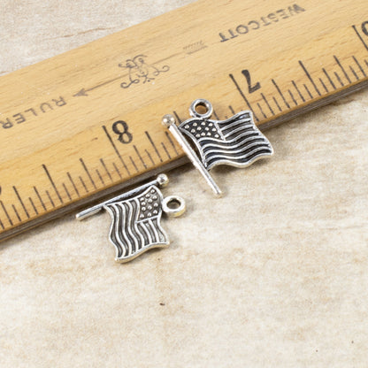 American Flag Charms Jewelry Making Supply for Patriotic DIY Jewelry & Crafts 10-Pack