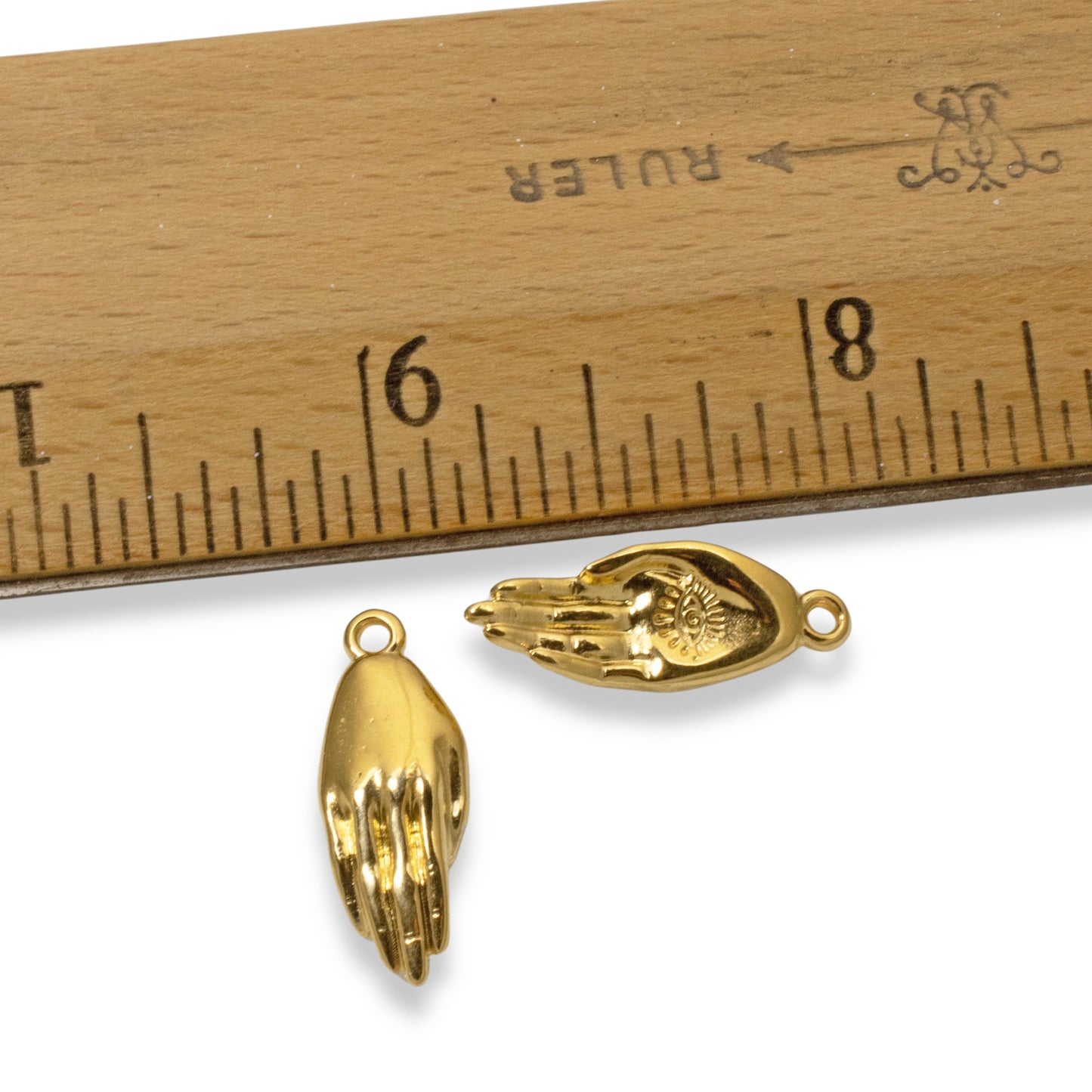 Evil Eye Hand Charms, 2-Pack 24k Gold Plated Protection Symbol, Spiritual DIY