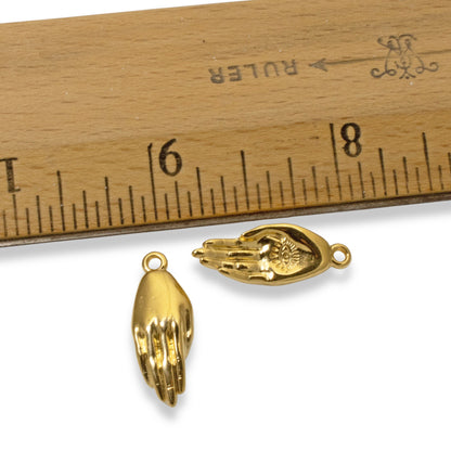 Evil Eye Hand Charms, 2-Pack 24k Gold Plated Protection Symbol, Spiritual DIY