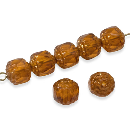 Topaz Faceted 8mm Crown Cathedral Beads, 12-Pack Czech Glass, Premium Jewelry Making Supplies