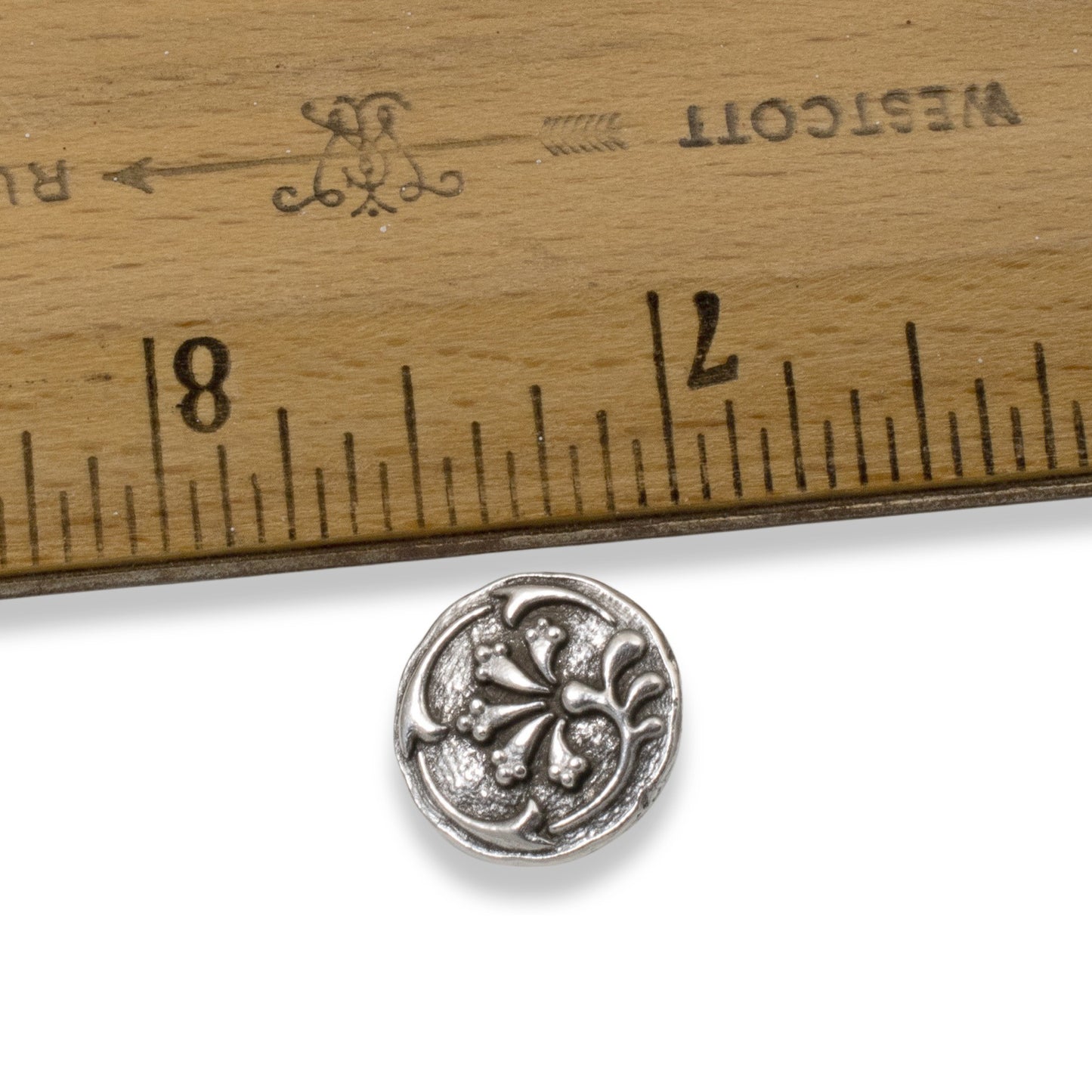 Silver Vignette Buttons, 4-Pack Floral Metal Shank Buttons for Wrap Bracelets