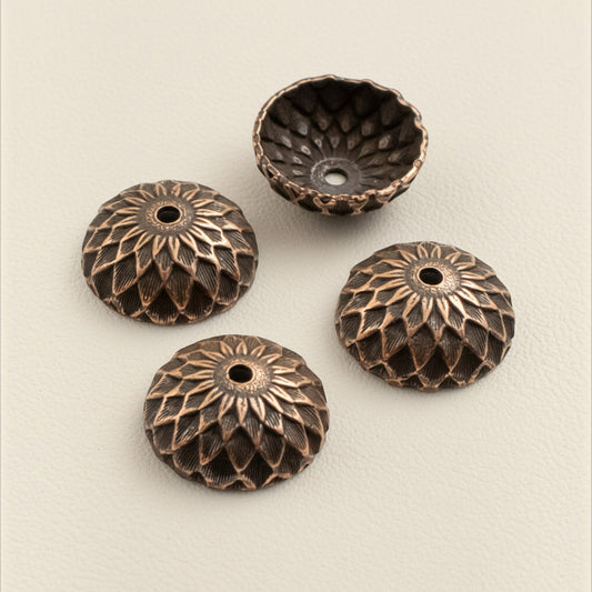 Copper Acorn Bead Caps: Antiqued 4-Pack Fits 12mm Beads Nunn Design Fall Jewelry