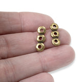 4 Antique Brass Nugget 3 Hole Bars, TierraCast 7mm Link Spacer for Multi-Strand Leather Cord Jewelry Making