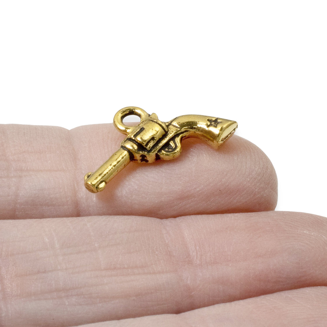 20-Pack Gold Six Shooter Charms - TierraCast Destash - Western Jewelry Accents for Jewelry Making