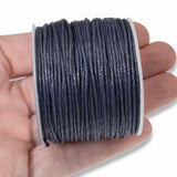 Navy Blue 1mm Waxed Cotton Cord, Ideal for Friendship Bracelets & Crafts