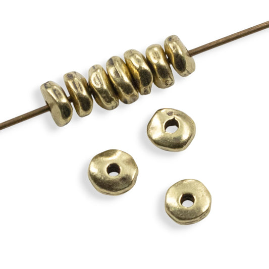 Antique Brass 5mm Nugget Spacer Beads: 25Pcs Organic Shape Pewter Boho Supplies