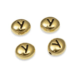4 Gold Letter "Y" Alphabet Beads, TierraCast Oval Initial Beads for DIY Jewelry