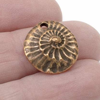 2 Copper Fossil Charms - Nunn Design - Geology & Nature Enthusiasts DIY Jewelry