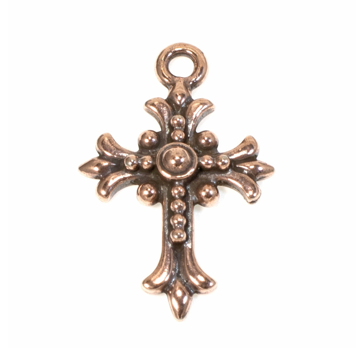 Fleur Cross Charms: Antique Copper Faith Necklace Rosary Pendant 2-Pack