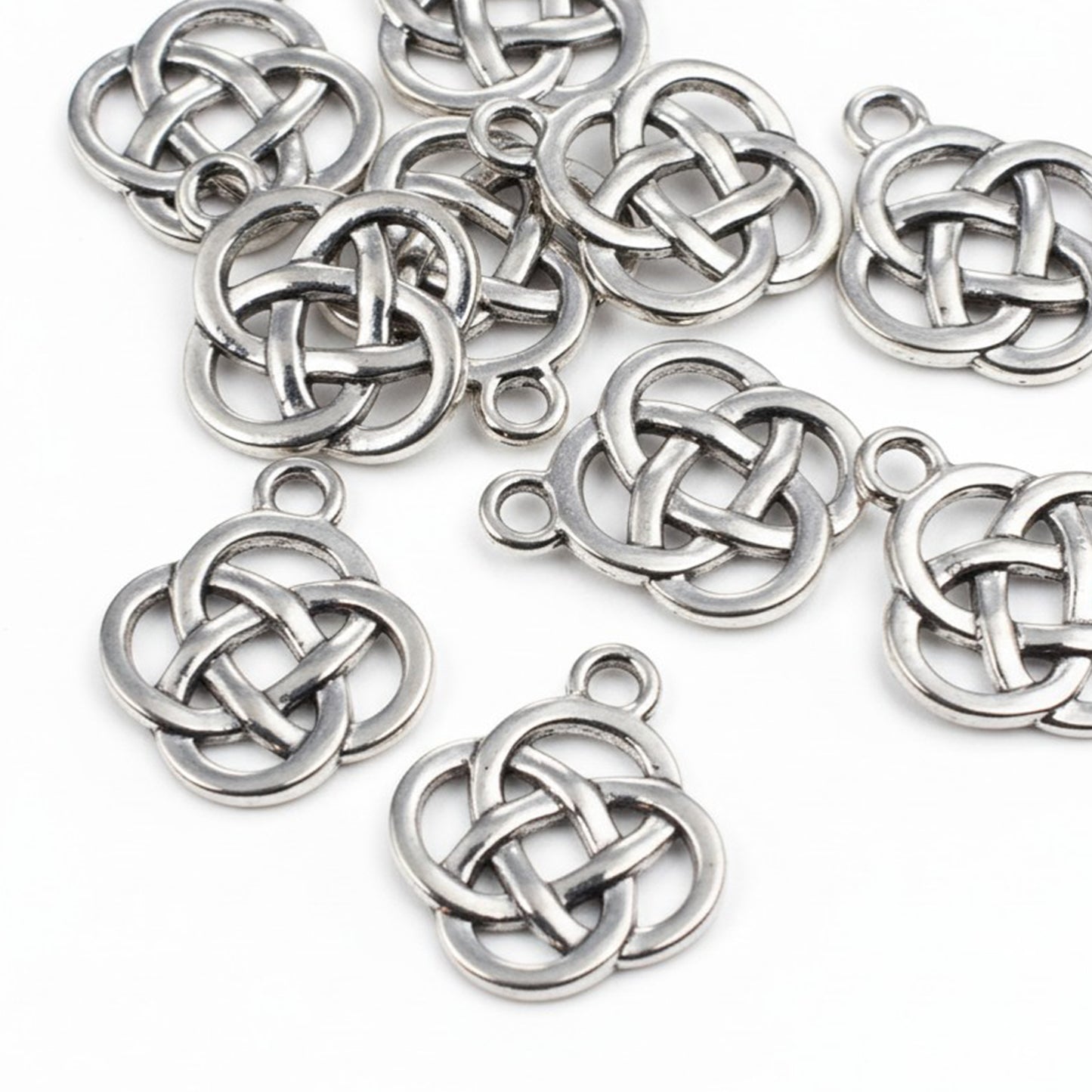 20 Celtic Knot Charms Silver Metal Pendants Irish Heritage DIY Craft Supplies